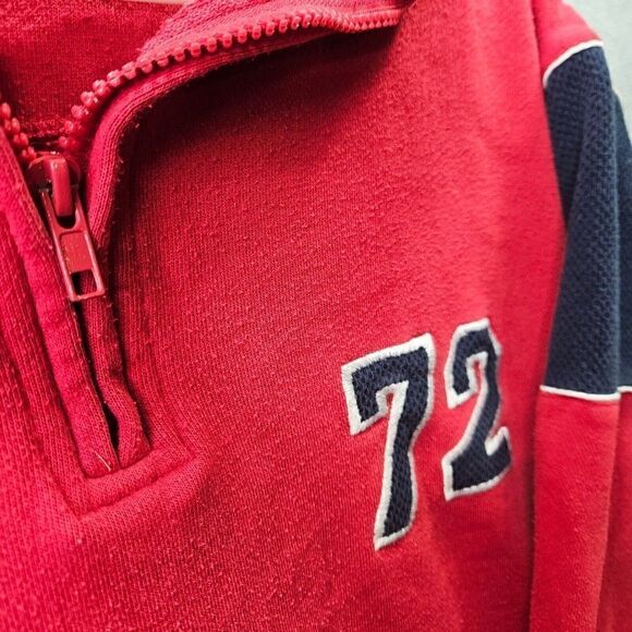 Vintage Faded Glory Sweater Mens Medium Red 1/4 Zip Up Long Sleeve Pullover - Picture 3 of 10